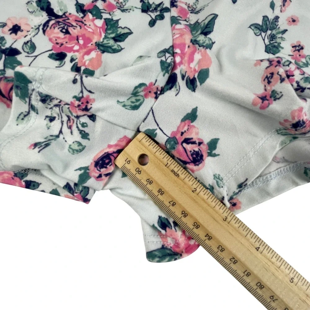 NWT Jessica Simpson Pajama Set Women Size L Blue Floral Cami Shorts Lace Trim